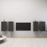 NNEVL TV Cabinets 4 pcs High Gloss Grey 30.5x30x60 cm Chipboard
