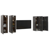 NNEVL TV Cabinets 4 pcs High Gloss Grey 30.5x30x90 cm Chipboard