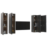NNEVL TV Cabinets 4 pcs High Gloss Grey 30.5x30x110 cm Chipboard