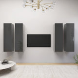 NNEVL TV Cabinets 4 pcs High Gloss Grey 30.5x30x110 cm Chipboard