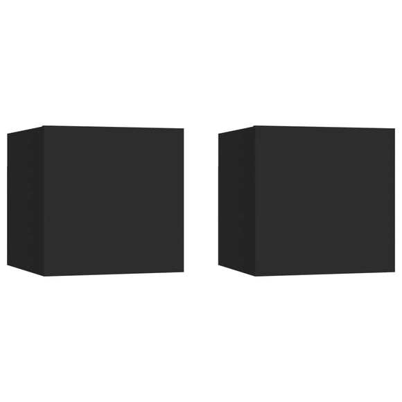 NNEVL Bedside Cabinets 2 pcs Black 30.5x30x30 cm Chipboard