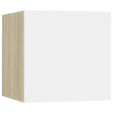 NNEVL Bedside Cabinet White and Sonoma Oak 30.5x30x30 cm Chipboard