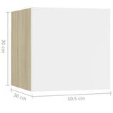 NNEVL Bedside Cabinets 2 pcs White & Sonoma Oak 30.5x30x30 cm Chipboard