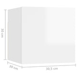 NNEVL Bedside Cabinet High Gloss White 30.5x30x30 cm Chipboard