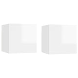NNEVL Bedside Cabinets 2 pcs High Gloss White 30.5x30x30 cm Chipboard
