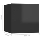 NNEVL Bedside Cabinet High Gloss Black 30.5x30x30 cm Chipboard