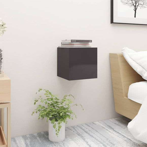 NNEVL Bedside Cabinet High Gloss Grey 30.5x30x30 cm Chipboard