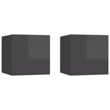 NNEVL Bedside Cabinets 2 pcs High Gloss Grey 30.5x30x30 cm Chipboard