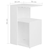 NNEVL Side Table White 36x30x56 cm Chipboard