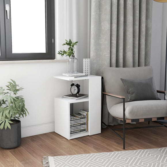 NNEVL Side Table White 36x30x56 cm Chipboard