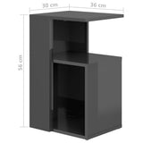 NNEVL Side Table High Gloss Grey 36x30x56 cm Chipboard