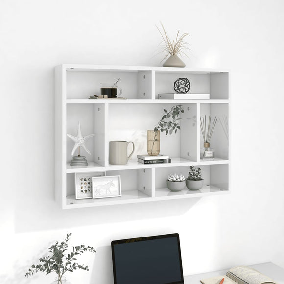 NNEVL Wall Shelf High Gloss White 75x16x55 cm Chipboard