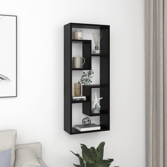 NNEVL Wall Shelf Black 36x16x90 cm Chipboard