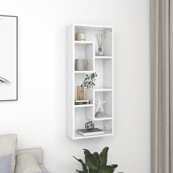 NNEVL Wall Shelf High Gloss White 36x16x90 cm Chipboard
