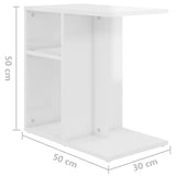 NNEVL Side Table High Gloss White 50x30x50 cm Chipboard
