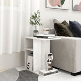 NNEVL Side Table High Gloss White 50x30x50 cm Chipboard