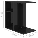 NNEVL Side Table High Gloss Black 50x30x50 cm Chipboard