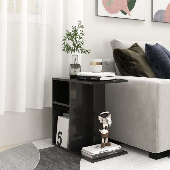 NNEVL Side Table High Gloss Black 50x30x50 cm Chipboard