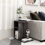 NNEVL Side Table High Gloss Grey 50x30x50 cm Chipboard