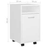 NNEVL Side Cabinet with Wheels White 33x38x60 cm Chipboard