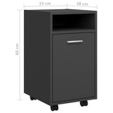 NNEVL Side Cabinet with Wheels Grey 33x38x60 cm Chipboard