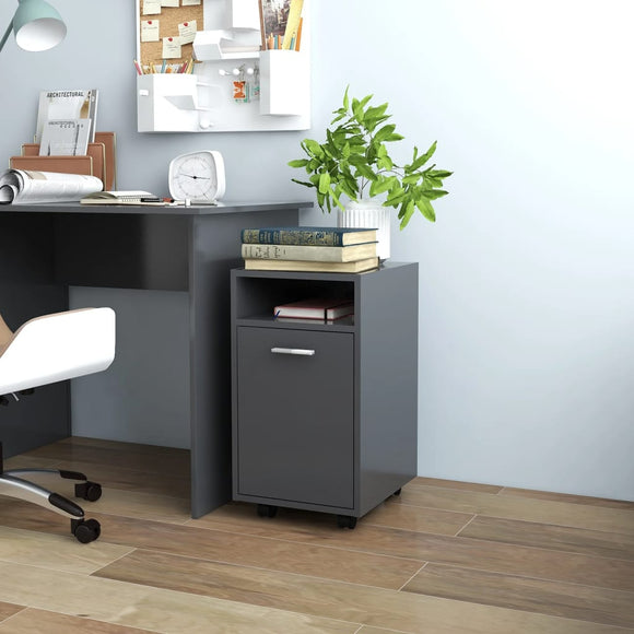 NNEVL Side Cabinet with Wheels Grey 33x38x60 cm Chipboard