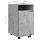 NNEVL Side Cabinet with Wheels Concrete Grey 33x38x60 cm Chipboard
