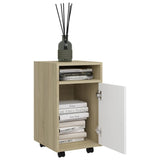 NNEVL Side Cabinet with Wheels White&Sonoma Oak 33x38x60 cm Chipboard