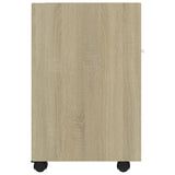 NNEVL Side Cabinet with Wheels White&Sonoma Oak 33x38x60 cm Chipboard