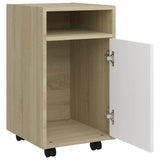 NNEVL Side Cabinet with Wheels White&Sonoma Oak 33x38x60 cm Chipboard