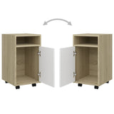 NNEVL Side Cabinet with Wheels White&Sonoma Oak 33x38x60 cm Chipboard