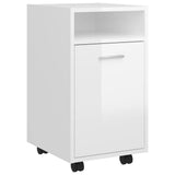 NNEVL Side Cabinet with Wheels High Gloss White 33x38x60 cm Chipboard
