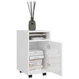 NNEVL Side Cabinet with Wheels High Gloss White 33x38x60 cm Chipboard