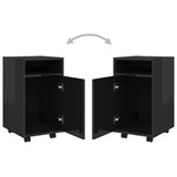 NNEVL Side Cabinet with Wheels High Gloss Black 33x38x60 cm Chipboard
