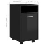 NNEVL Side Cabinet with Wheels High Gloss Black 33x38x60 cm Chipboard