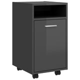 NNEVL Side Cabinet with Wheels High Gloss Grey 33x38x60 cm Chipboard