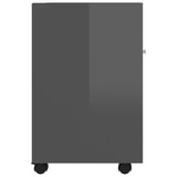 NNEVL Side Cabinet with Wheels High Gloss Grey 33x38x60 cm Chipboard