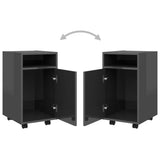 NNEVL Side Cabinet with Wheels High Gloss Grey 33x38x60 cm Chipboard