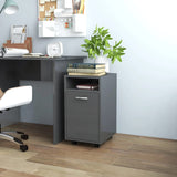 NNEVL Side Cabinet with Wheels High Gloss Grey 33x38x60 cm Chipboard