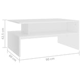 NNEVL Coffee Table White 90x60x42.5 cm Chipboard