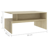 NNEVL Coffee Table Sonoma Oak 90x60x42.5 cm Chipboard
