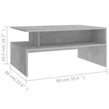 NNEVL Coffee Table Concrete Grey 90x60x42.5 cm Chipboard