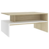 NNEVL Coffee Table White and Sonoma Oak 90x60x42.5cm Chipboard
