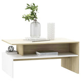 NNEVL Coffee Table White and Sonoma Oak 90x60x42.5cm Chipboard