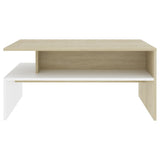 NNEVL Coffee Table White and Sonoma Oak 90x60x42.5cm Chipboard
