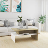 NNEVL Coffee Table White and Sonoma Oak 90x60x42.5cm Chipboard