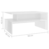 NNEVL Coffee Table High Gloss White 90x60x42.5 cm Chipboard