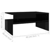 NNEVL Coffee Table High Gloss Black 90x60x42.5 cm Chipboard