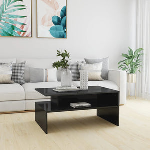 NNEVL Coffee Table High Gloss Grey 90x60x42.5 cm Chipboard