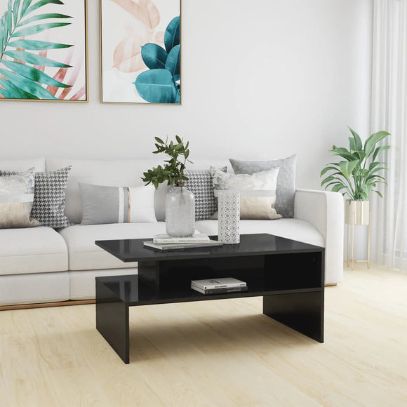 NNEVL Coffee Table High Gloss Grey 90x60x42.5 cm Chipboard